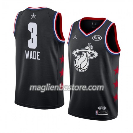 Maglia Miami Heat Dwyane Wade 3 2019 All-Star Jordan Brand Nero Swingman - Uomo
